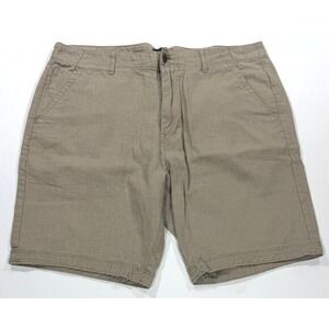 CPO Provisions‎ Mens 34W Flat Front Casual Shorts Khaki Tan Linen Blend
